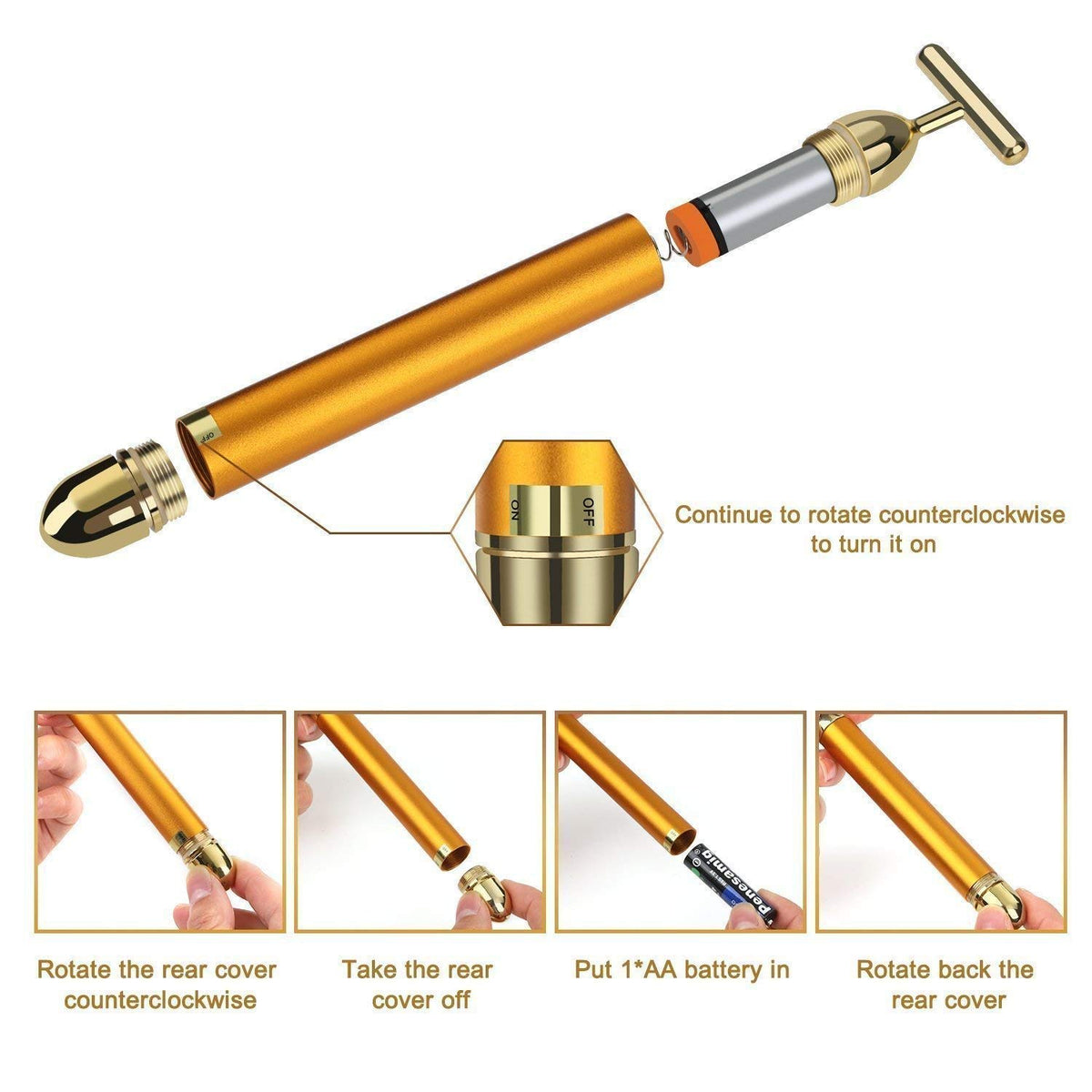 T-Shaped Energy Massager | Battery-Operated face and Body Massager