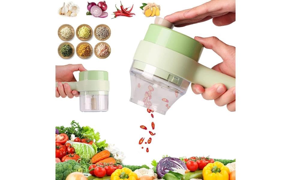 4-in-1 Electric Vegetable Cutter, Slicer, Grater & Chopper