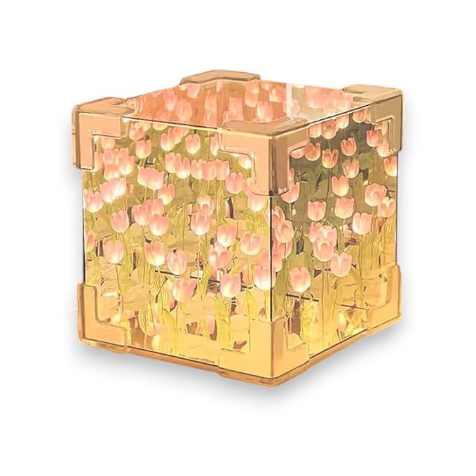 Tulip Cube Mini Lamp – Cute Decorative LED Night Light