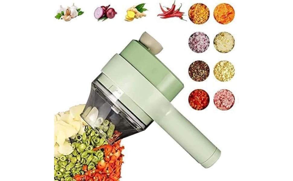 4-in-1 Electric Vegetable Cutter, Slicer, Grater & Chopper